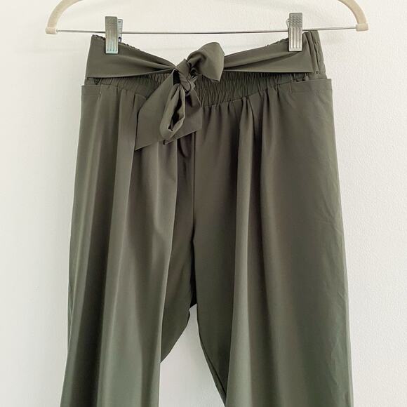 Aday Easy Days Tie Waist Straight Pant Forest Green - Picture 4 of 6